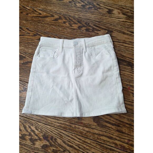 Mother Denim The Vagabond Mini Skirt in Fairest of Them All, white jean skirt sz - Picture 2 of 6